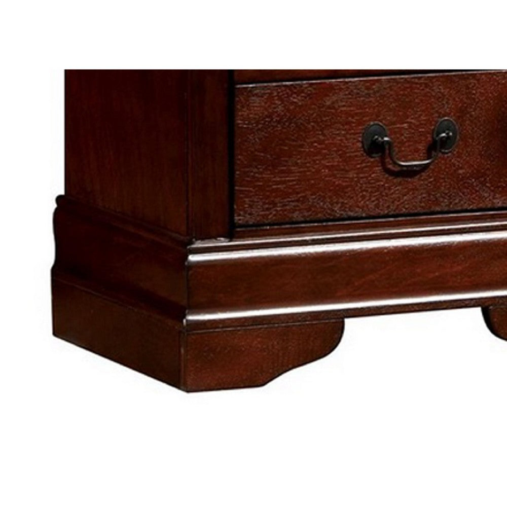 Lezy Nightstand | 2 Drawers | Nickel Pulls | Louis Philippe Cherry Brown