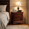 Lezy Nightstand | 2 Drawers | Nickel Pulls | Louis Philippe Cherry Brown