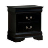 Lezy Nightstand | 2 Drawers | Nickel Pulls | Louis Philippe Black