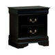 Lezy Nightstand | 2 Drawers | Nickel Pulls | Louis Philippe Black