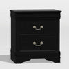 Lezy Nightstand | 2 Drawers | Nickel Pulls | Louis Philippe Black