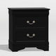 Lezy Nightstand | 2 Drawers | Nickel Pulls | Louis Philippe Black
