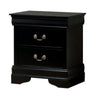 Lezy Nightstand | 2 Drawers | Nickel Pulls | Louis Philippe Black