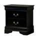 Lezy Nightstand | 2 Drawers | Nickel Pulls | Louis Philippe Black