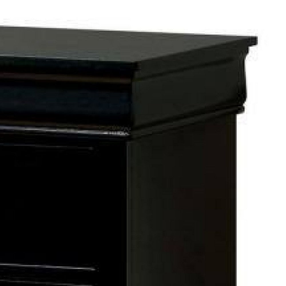 Lezy Nightstand | 2 Drawers | Nickel Pulls | Louis Philippe Black