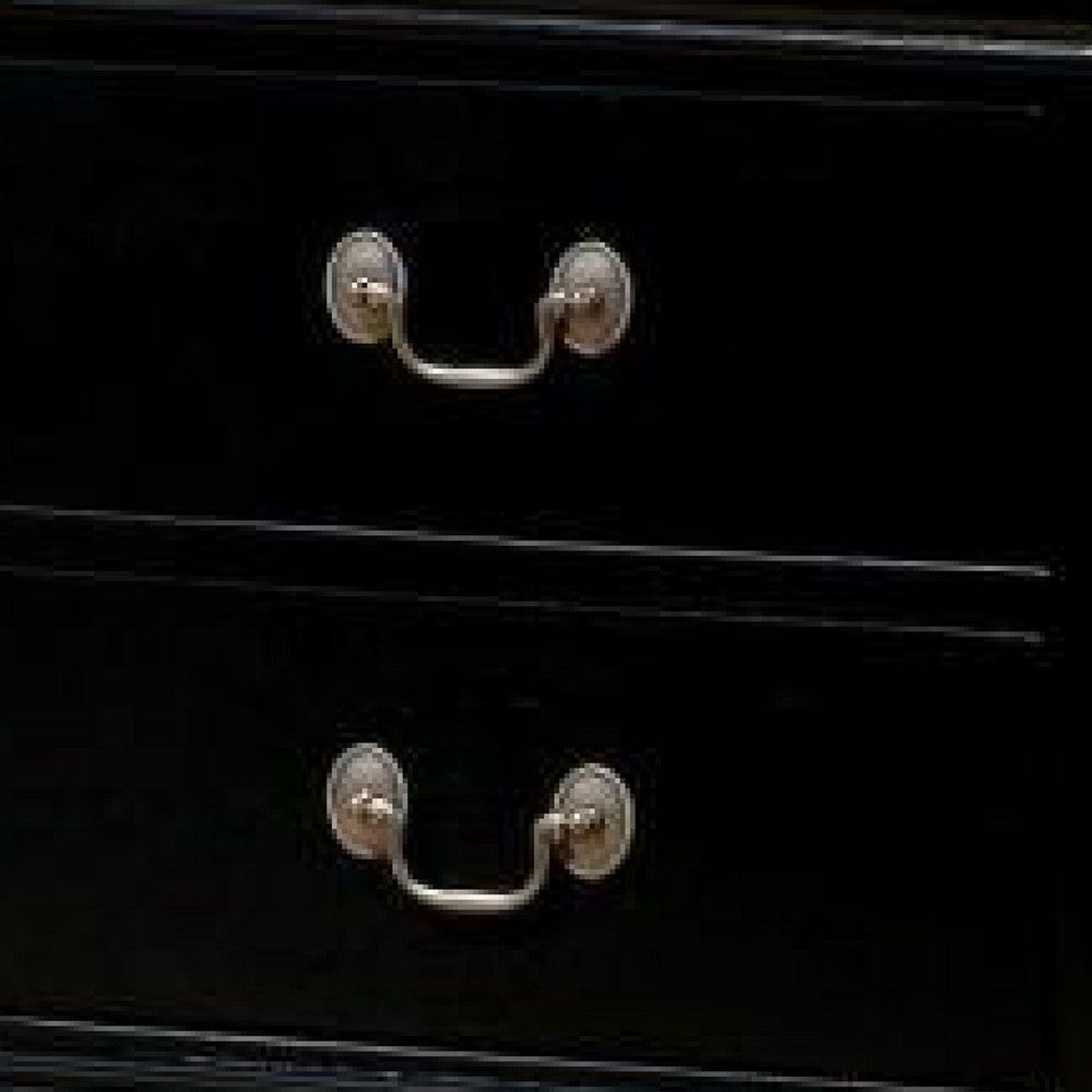 Lezy Nightstand | 2 Drawers | Nickel Pulls | Louis Philippe Black