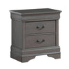 Lezy Nightstand | 2 Drawers | Nickel Pulls | Louis Philippe Gray