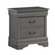 Lezy Nightstand | 2 Drawers | Nickel Pulls | Louis Philippe Gray