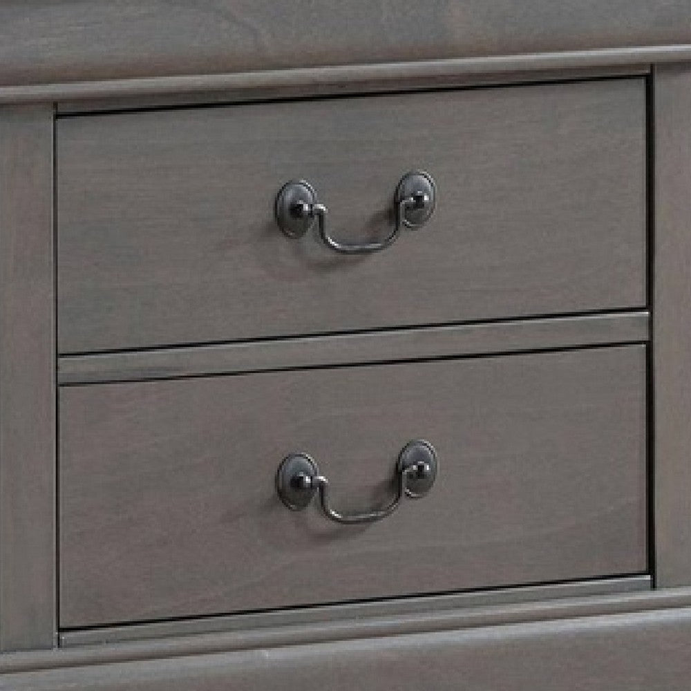 Lezy Nightstand | 2 Drawers | Nickel Pulls | Louis Philippe Gray