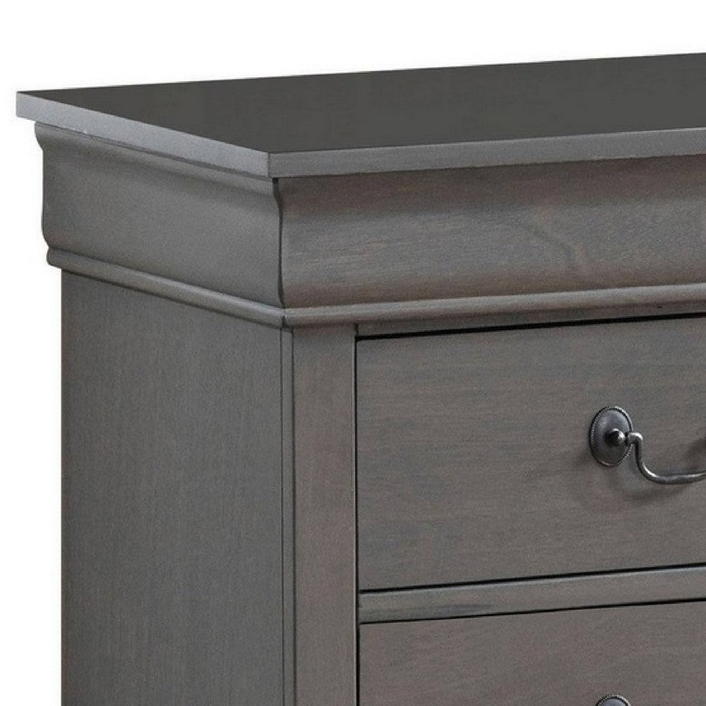 Lezy Nightstand | 2 Drawers | Nickel Pulls | Louis Philippe Gray