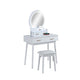 3pc Vanity Set with LED Mirror | Cushioned Stool | 2 Drawers | White