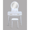 3pc Vanity Set with LED Mirror | Cushioned Stool | 2 Drawers | White