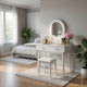 3pc Vanity Set with LED Mirror | Cushioned Stool | 2 Drawers | White