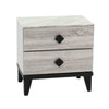 Bedside Nightstand | 2 Drawers | Black Diamond Knobs | Textured Cream