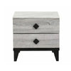Bedside Nightstand | 2 Drawers | Black Diamond Knobs | Textured Cream
