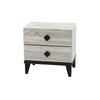 Bedside Nightstand | 2 Drawers | Black Diamond Knobs | Textured Cream