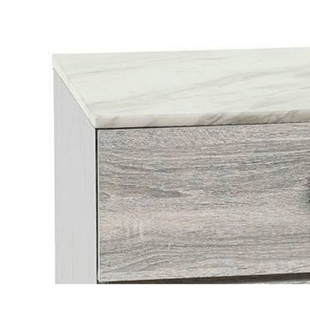 Bedside Nightstand | 2 Drawers | Black Diamond Knobs | Textured Cream