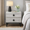 Bedside Nightstand | 2 Drawers | Black Diamond Knobs | Textured Cream