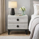 Bedside Nightstand | 2 Drawers | Black Diamond Knobs | Textured Cream