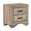 Industrial Nightstand | 2 Drawers with Black Bar Pulls | Natural Brown