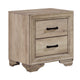 Industrial Nightstand | 2 Drawers with Black Bar Pulls | Natural Brown