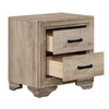 Industrial Nightstand | 2 Drawers with Black Bar Pulls | Natural Brown