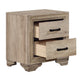 Industrial Nightstand | 2 Drawers with Black Bar Pulls | Natural Brown