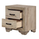 Industrial Nightstand | 2 Drawers with Black Bar Pulls | Natural Brown