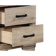 Industrial Nightstand | 2 Drawers with Black Bar Pulls | Natural Brown