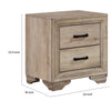 Industrial Nightstand | 2 Drawers with Black Bar Pulls | Natural Brown