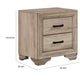 Industrial Nightstand | 2 Drawers with Black Bar Pulls | Natural Brown