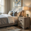 Industrial Nightstand | 2 Drawers with Black Bar Pulls | Natural Brown