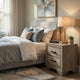 Industrial Nightstand | 2 Drawers with Black Bar Pulls | Natural Brown