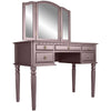 Enay 3pc Vanity Set with Padded Stool | Mirror | 5 Drawers | Rose Gold