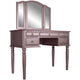 Enay 3pc Vanity Set with Padded Stool | Mirror | 5 Drawers | Rose Gold