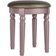 Enay 3pc Vanity Set with Padded Stool | Mirror | 5 Drawers | Rose Gold