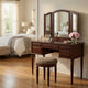 Enay 3pc Vanity Set with Padded Stool | Mirror | 5 Drawers | Cherry Brown