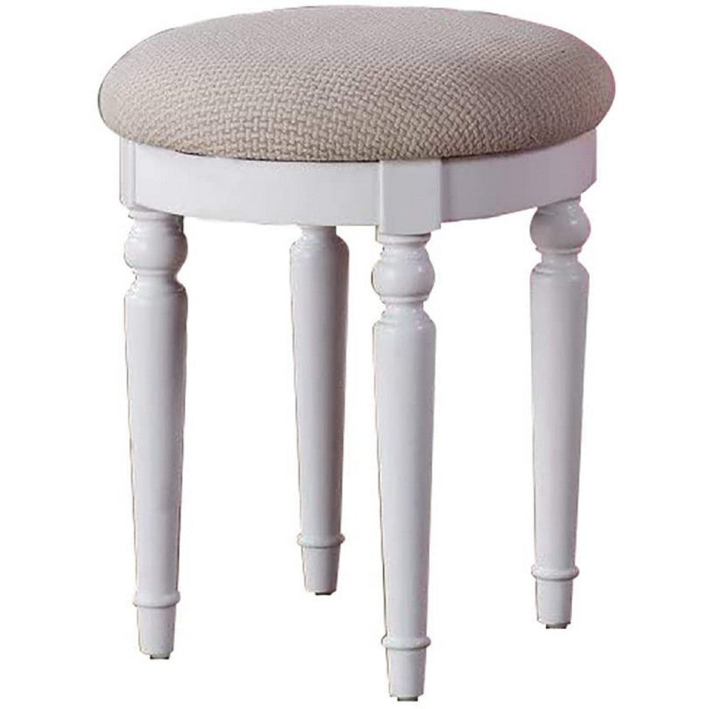 Enay 3pc Vanity Set with Padded Stool | Mirror | 5 Drawers | Glam White