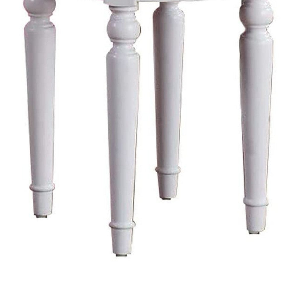 Enay 3pc Vanity Set with Padded Stool | Mirror | 5 Drawers | Glam White