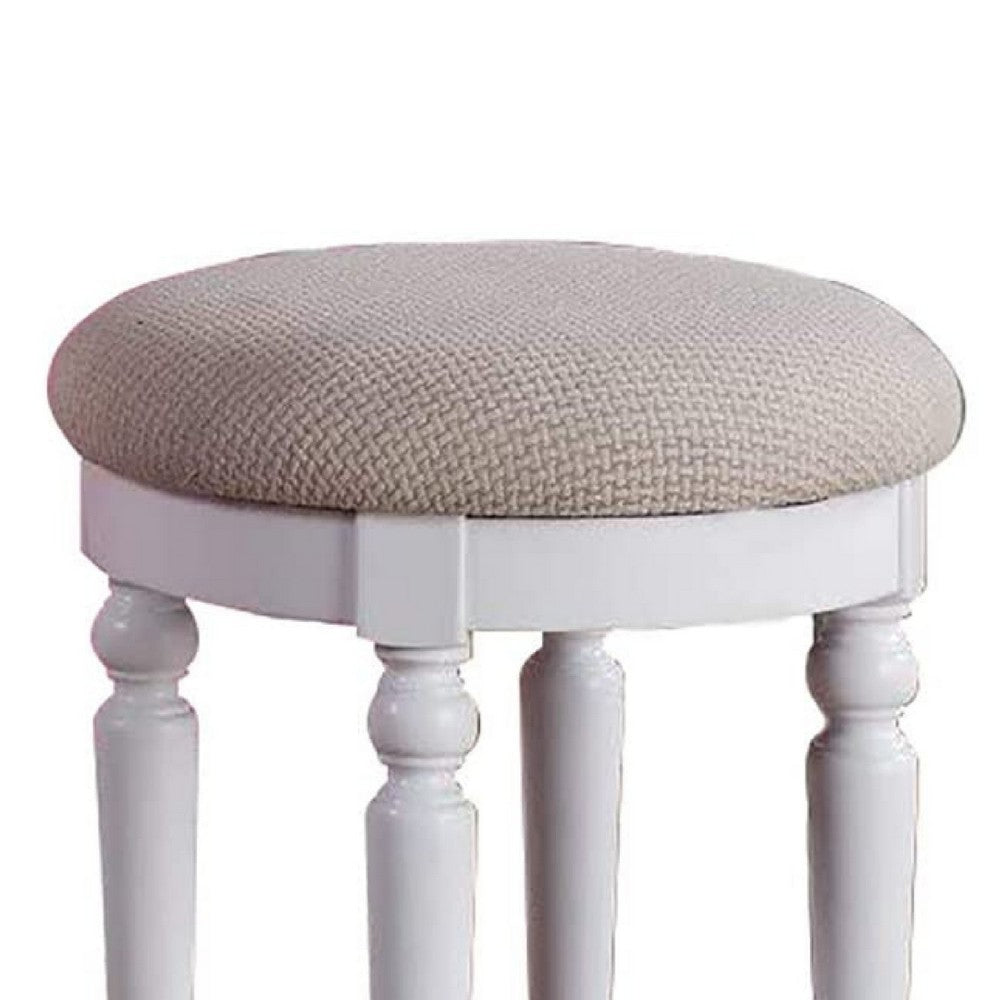 Enay 3pc Vanity Set with Padded Stool | Mirror | 5 Drawers | Glam White