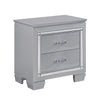Nightstand | LED Mirror Trim | 2 Faux Alligator Embossed Drawers | Silver