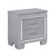 Nightstand | LED Mirror Trim | 2 Faux Alligator Embossed Drawers | Silver