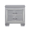 Nightstand | LED Mirror Trim | 2 Faux Alligator Embossed Drawers | Silver