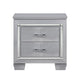 Nightstand | LED Mirror Trim | 2 Faux Alligator Embossed Drawers | Silver