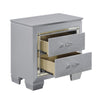 Nightstand | LED Mirror Trim | 2 Faux Alligator Embossed Drawers | Silver