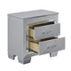 Nightstand | LED Mirror Trim | 2 Faux Alligator Embossed Drawers | Silver