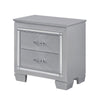 Nightstand | LED Mirror Trim | 2 Faux Alligator Embossed Drawers | Silver