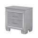 Nightstand | LED Mirror Trim | 2 Faux Alligator Embossed Drawers | Silver