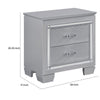 Nightstand | LED Mirror Trim | 2 Faux Alligator Embossed Drawers | Silver