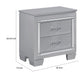 Nightstand | LED Mirror Trim | 2 Faux Alligator Embossed Drawers | Silver
